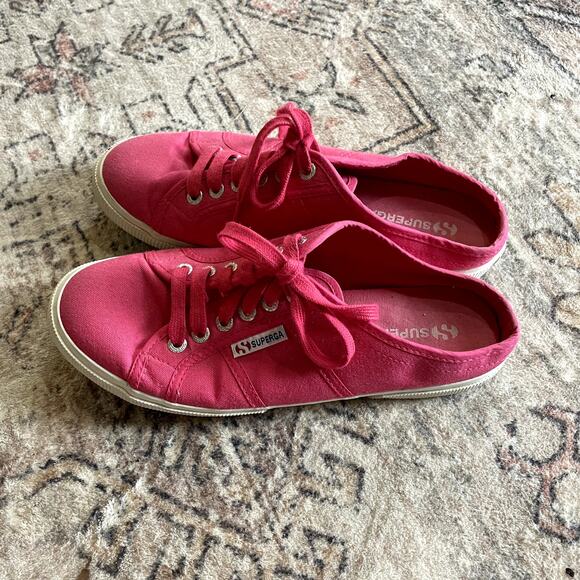 Superga Fantasia Womens Canvas Red Azalea Slip On Sneakers Size 8.5 Pink Lace-up - Picture 5 of 8
